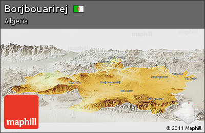 Physical Panoramic Map of Borjbouarirej, lighten, semi-desaturated