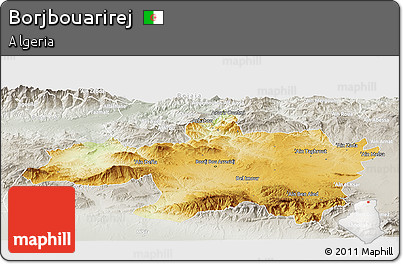 Physical Panoramic Map of Borjbouarirej, lighten, semi-desaturated