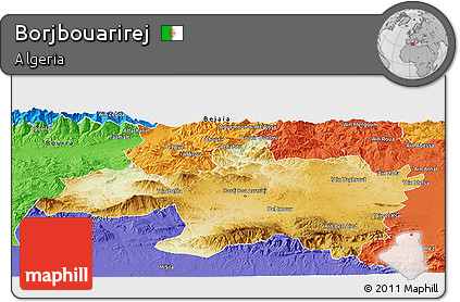 Physical Panoramic Map of Borjbouarirej, political outside