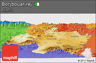 Physical Panoramic Map of Borjbouarirej, political outside
