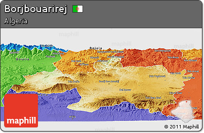 Physical Panoramic Map of Borjbouarirej, political outside