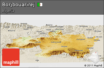 Physical Panoramic Map of Borjbouarirej, shaded relief outside
