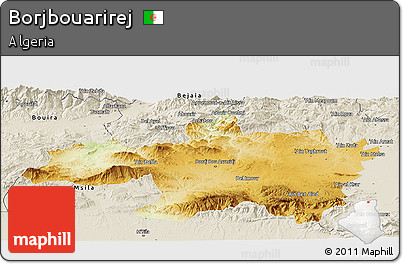 Physical Panoramic Map of Borjbouarirej, shaded relief outside
