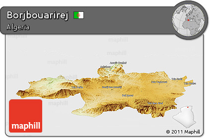 Physical Panoramic Map of Borjbouarirej, single color outside