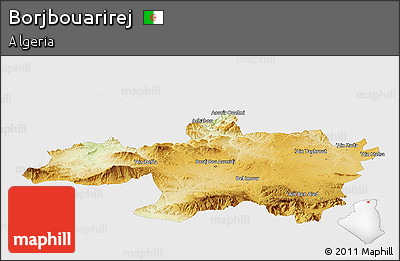 Physical Panoramic Map of Borjbouarirej, single color outside