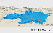 Political Panoramic Map of Borjbouarirej, shaded relief outside