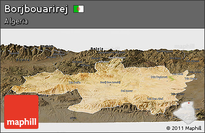 Satellite Panoramic Map of Borjbouarirej, darken