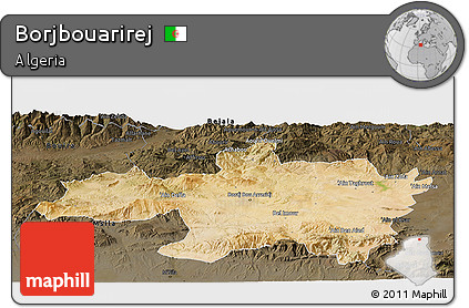 Satellite Panoramic Map of Borjbouarirej, darken