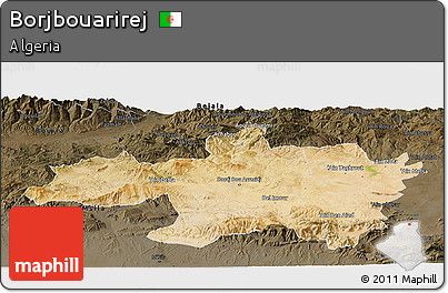 Satellite Panoramic Map of Borjbouarirej, darken