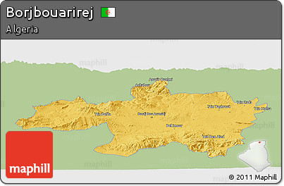 Savanna Style Panoramic Map of Borjbouarirej, single color outside