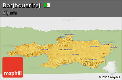 Savanna Style Panoramic Map of Borjbouarirej, single color outside