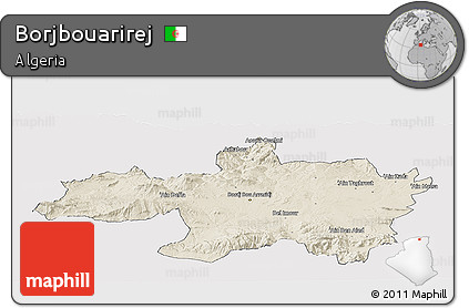 Shaded Relief Panoramic Map of Borjbouarirej, cropped outside