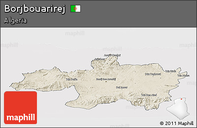 Shaded Relief Panoramic Map of Borjbouarirej, cropped outside