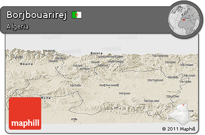 Shaded Relief Panoramic Map of Borjbouarirej