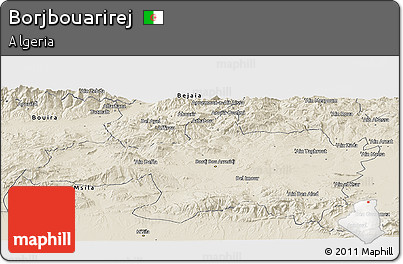 Shaded Relief Panoramic Map of Borjbouarirej