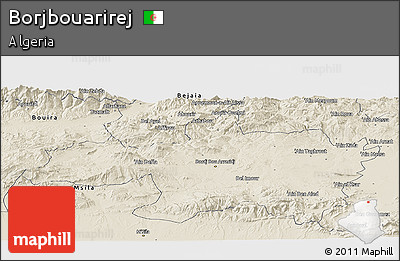 Shaded Relief Panoramic Map of Borjbouarirej