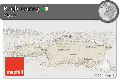 Shaded Relief Panoramic Map of Borjbouarirej, lighten