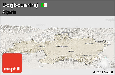 Shaded Relief Panoramic Map of Borjbouarirej, lighten