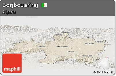 Shaded Relief Panoramic Map of Borjbouarirej, lighten