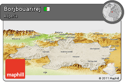Shaded Relief Panoramic Map of Borjbouarirej, physical outside