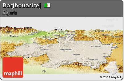 Shaded Relief Panoramic Map of Borjbouarirej, physical outside