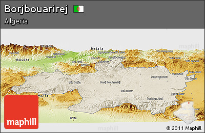 Shaded Relief Panoramic Map of Borjbouarirej, physical outside