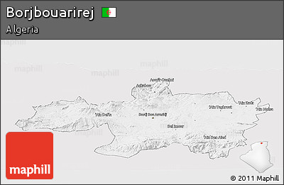 Silver Style Panoramic Map of Borjbouarirej, single color outside