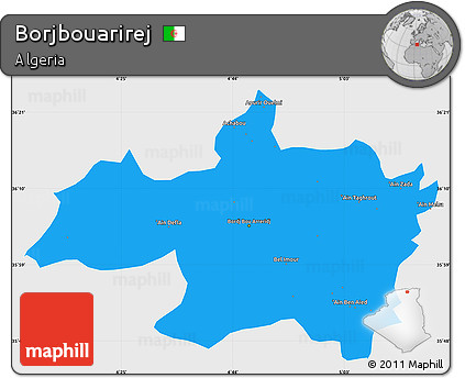 Political Simple Map of Borjbouarirej, single color outside