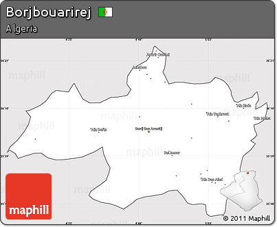 Silver Style Simple Map of Borjbouarirej, cropped outside