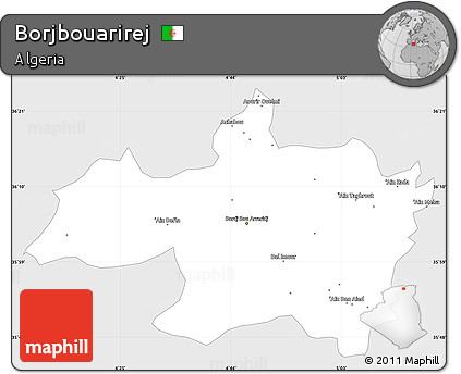 Silver Style Simple Map of Borjbouarirej, single color outside