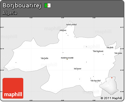 Silver Style Simple Map of Borjbouarirej, single color outside