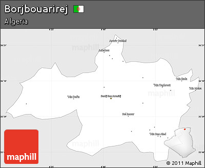 Silver Style Simple Map of Borjbouarirej, single color outside