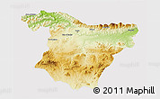 Physical 3D Map of Bouira, cropped outside