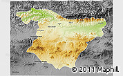 Physical 3D Map of Bouira, darken, desaturated