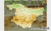 Physical 3D Map of Bouira, darken