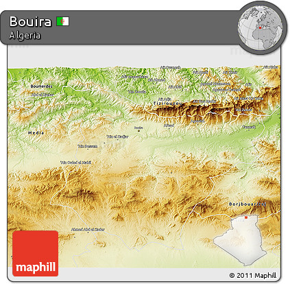 Physical 3D Map of Bouira