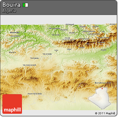 Physical 3D Map of Bouira