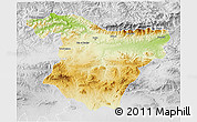 Physical 3D Map of Bouira, lighten, desaturated