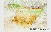 Physical 3D Map of Bouira, lighten