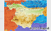 Physical 3D Map of Bouira, political outside