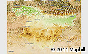 Physical 3D Map of Bouira, satellite outside