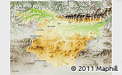 Physical 3D Map of Bouira, semi-desaturated