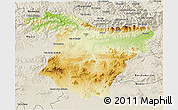 Physical 3D Map of Bouira, shaded relief outside