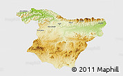 Physical 3D Map of Bouira, single color outside