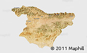 Satellite 3D Map of Bouira, single color outside