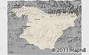 Shaded Relief 3D Map of Bouira, darken, desaturated