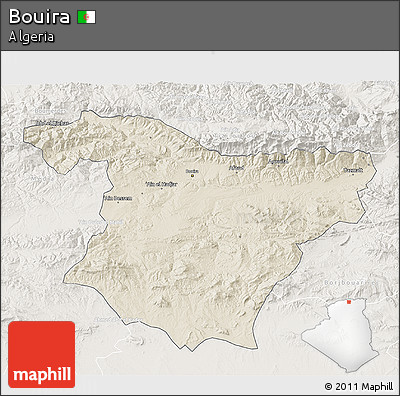 Shaded Relief 3D Map of Bouira, lighten