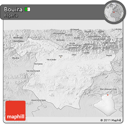 Silver Style 3D Map of Bouira