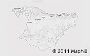 Silver Style 3D Map of Bouira, single color outside