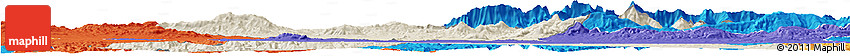 Shaded Relief Horizon Map of Bouira, political outside